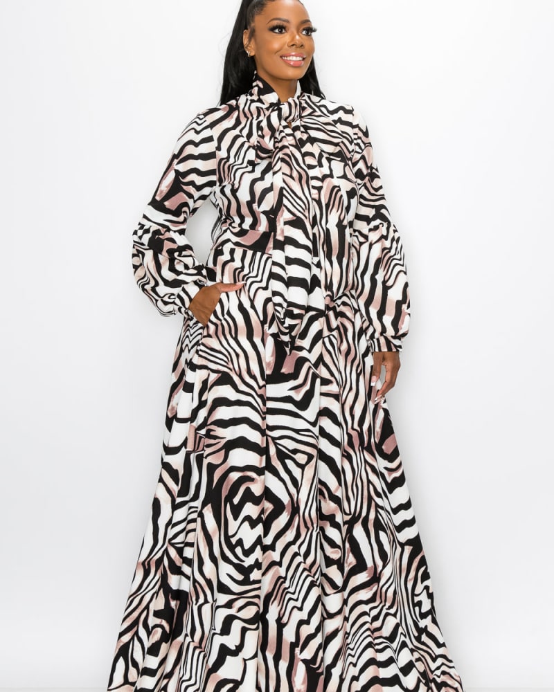 Plus Size Tiger Bella Donna Dress Stone Gray Black